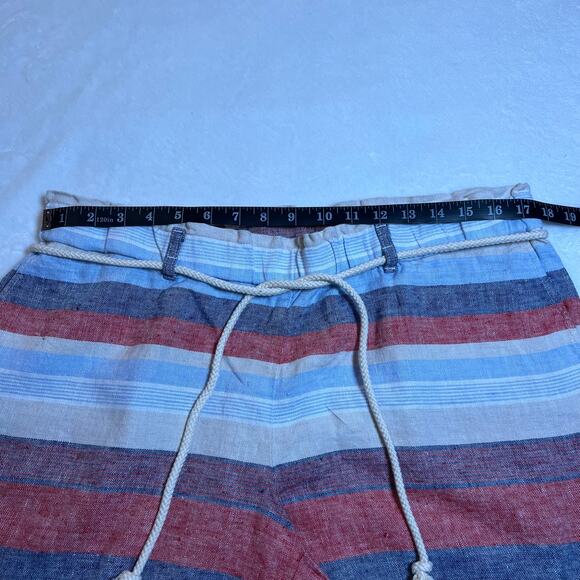 J. Jill Love Linen High Rise Stripe Shorts with Rope Belt Size Large Petite - Picture 7 of 9